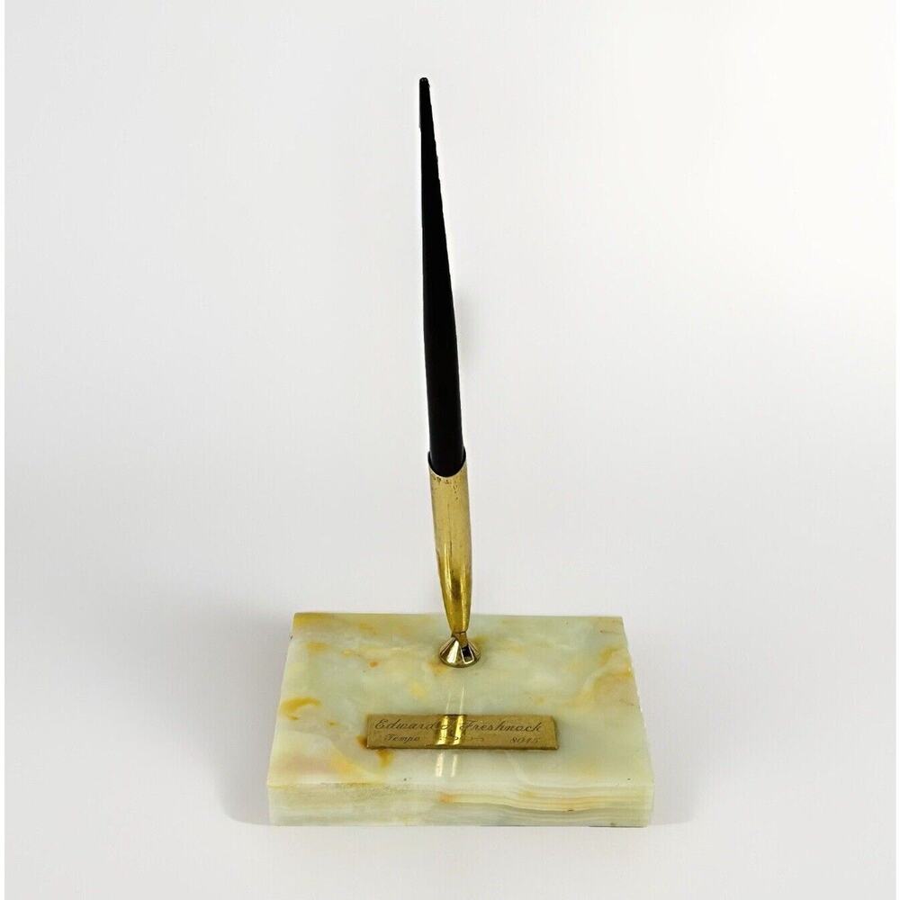 Vtg Sheaffer Marble Desk Set Pen Holder w/ Cartridge Fill Fountain Pen